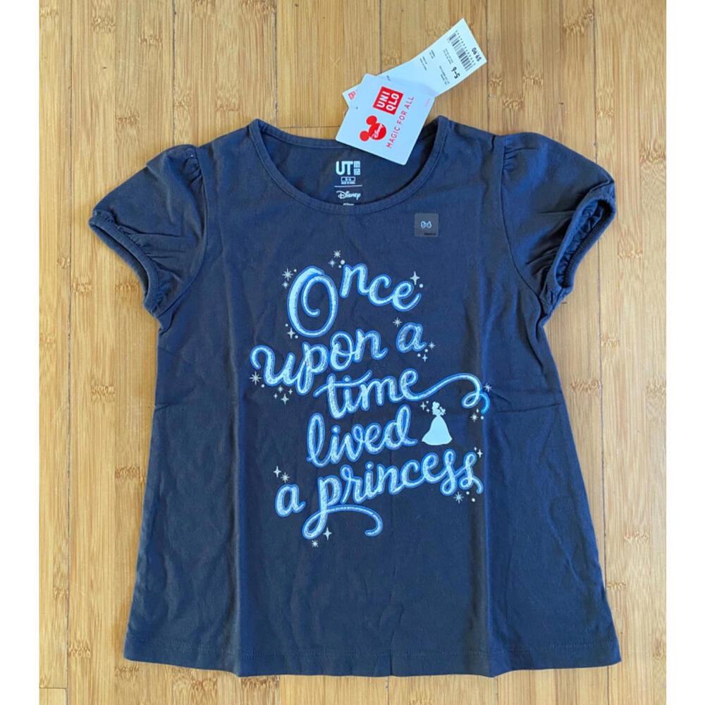Disney x Uniqlo ONCE UPON A TIME PRINCESS T Shirt Girl's Size 5 6 New NWT Gray